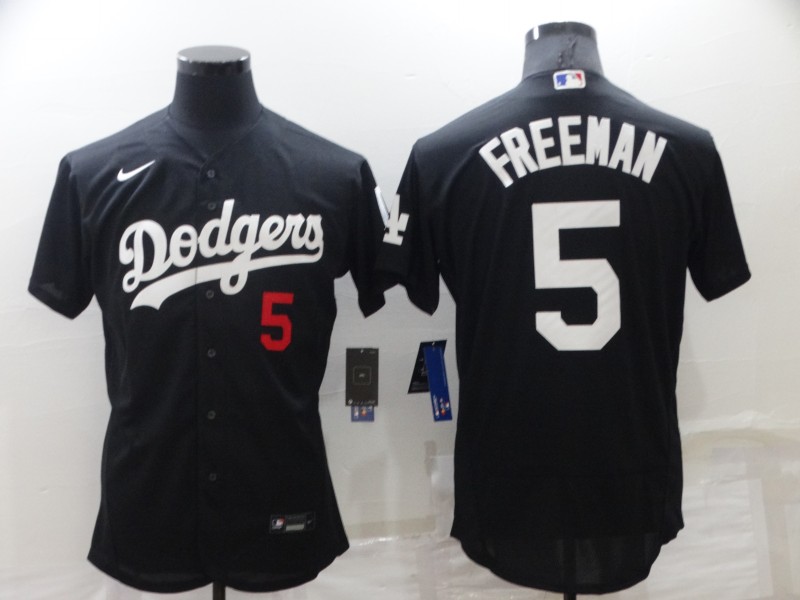 Men's Los Angeles Dodgers #5 Freddie Freeman Black Flex Base Stitched Jersey